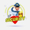 Security concept. cctv camera and police - vector Royalty Free Stock Photo