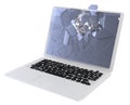 IT security concept - damaged laptop Royalty Free Stock Photo