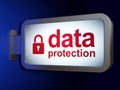 Security concept: Data Protection and Closed Padlock on billboard background Royalty Free Stock Photo