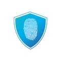 Security concept icon. Fingerprint shield business safety company emblem. Vector illustration isolated on white background