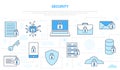 Security concept with icon line style set template banner with modern blue color