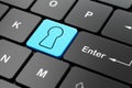 Security concept: Keyhole on computer keyboard background Royalty Free Stock Photo