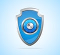 Security concept. Shield and padlock Royalty Free Stock Photo