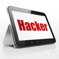 Security concept: Tablet Computer with Hacker on display Royalty Free Stock Photo