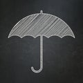 Security concept: Umbrella on chalkboard