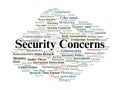 Security Concerns Word Cloud. Explore Keywords On Cyber Risk, Privacy, And Threat Protection Royalty Free Stock Photo