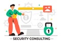 Security Consulting Illustration Featuring Information Technology and Ethical Hackers Conducting Testing, Development