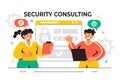 Security Consulting Illustration Featuring Information Technology and Ethical Hackers Conducting Testing, Development