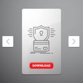 security, credit card, card, hacking, hack Line Icon in Carousal Pagination Slider Design & Red Download Button