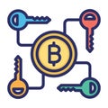 Security cryptocurrency transaction, keys, security, digital signature scheme, fully editable vector icons