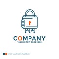 Security, cyber, lock, protection, secure Logo Design. Blue and