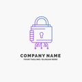 Security, cyber, lock, protection, secure Purple Business Logo Template. Place for Tagline