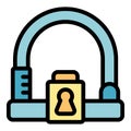 Security cycling lock icon vector flat