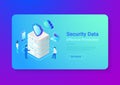 Security Data Protection Isometric Flat vector ill Royalty Free Stock Photo