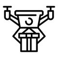 Security drone delivery icon, outline style Royalty Free Stock Photo