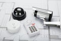 Security Equipment With Blueprint Royalty Free Stock Photo