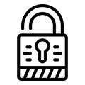 Security fraud padlock icon, outline style