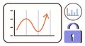 Security and Growth Concept with Graph and Padlock Icon for Data Analysis and Protection Royalty Free Stock Photo