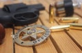 Security guard badge with a gun and bullets Royalty Free Stock Photo
