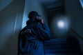 Security Guard With Flashlight Royalty Free Stock Photo