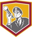 Security Guard With Flashlight Shield Retro Royalty Free Stock Photo