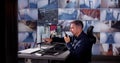 The Security Guard Monitors the CCTV System Royalty Free Stock Photo