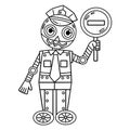 Security Guard Robot Isolated Coloring Page