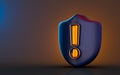 Security guard shield exclamation icon on dark background