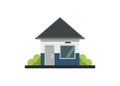 Security guard small building with pointed roof. Simple flat illustration.