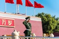 Security guard standing in front of the Tiananmen Gate, at the entrance of the Forbidden City in Beijing, China Royalty Free Stock Photo