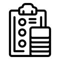 Security guard using walkie talkie checking checklist on clipboard