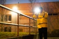 Security Guard Walking With Flashlight At Night Royalty Free Stock Photo