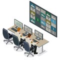 Security guard watching video monitoring surveillance security system. Mans In Control Room Monitoring Multiple Cctv Royalty Free Stock Photo