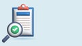 Security icon with 3d illustration composition of profile page with shield and magnifying glass