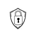 Security icon in flat style. Shield security symbol for your web site design, logo, app, UI handdrawn doodle style