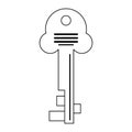 Security icon key safe cartoon in black and white