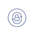 Security icon with lock and arrows, linear style Royalty Free Stock Photo