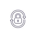 Security icon with lock and arrows, linear vector Royalty Free Stock Photo