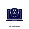 Security icon logo design vector. Protection and Security Vector Line Icons Set. Business Data Protection Technology, Cyber