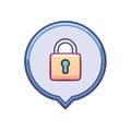 Security Icon: Padlock Symbol within Speech Bubble, Protection and Encryption Concept, Data Privacy, Network Safety Royalty Free Stock Photo