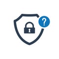 Security icon with question mark. Security icon and help, how to, info, query symbol Royalty Free Stock Photo