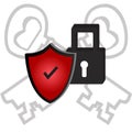 Security Icon Vector Illustration,red,padlock,key.