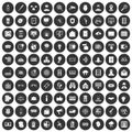 100 security icons set black circle Royalty Free Stock Photo