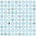 100 security icons set, cartoon style