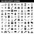 100 security icons set, simple style Royalty Free Stock Photo