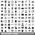 100 security icons set, simple style Royalty Free Stock Photo