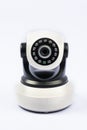 Security IP camera with infrared sensors on isolate white background.