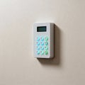 Modern Security Keypad with Glowing Illuminated Buttons on Wall Royalty Free Stock Photo