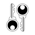 Security keys symbol isolated in black and white