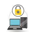 Security laptop data server Royalty Free Stock Photo